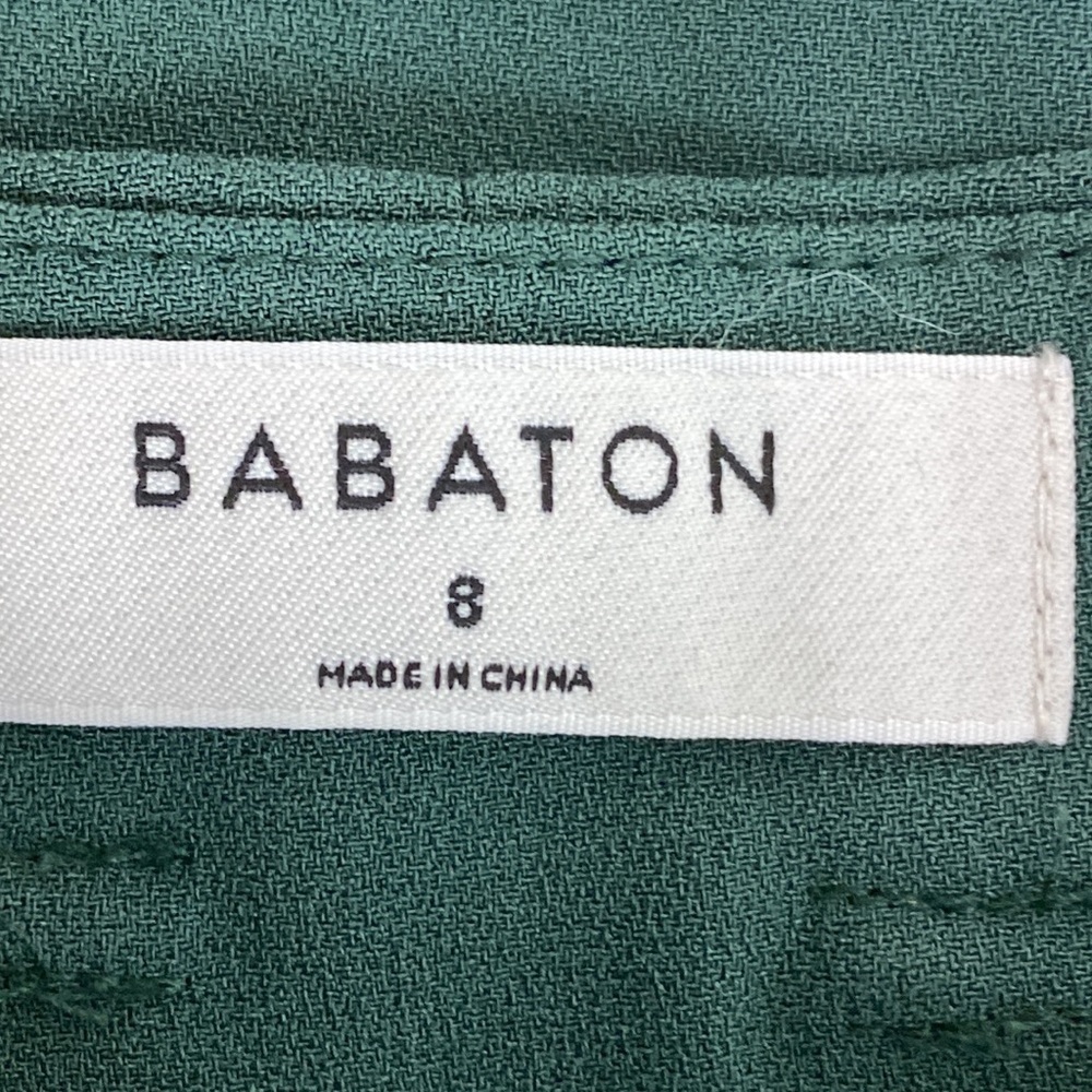 Babaton Aritzia Green High Waist Tie Front Wide Leg Paperbag Pants Size 8 - Picture 7 of 11